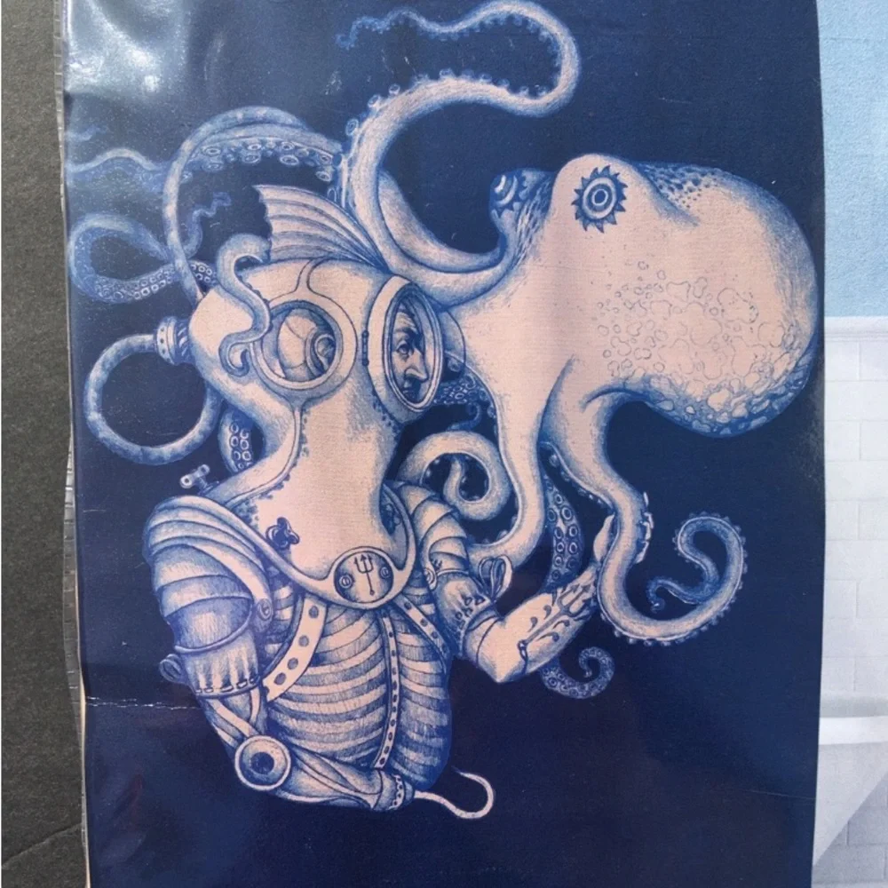 Octopus Shower Curtain Sharp Shirter Polyester Deep Sea Discovery Sea Life New